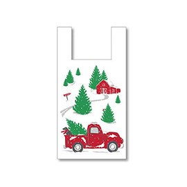 1000 PK, Christmas Red Truck T Sacks, 11.5 x 6.5 x 22".65 Mil for Christmas, Party, Holiday & Events, Made in USA