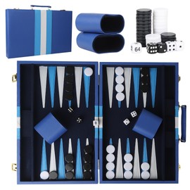 15 inch Backgammon Sets for Adults - Classic Board Game for Adults - Portable Travel Backgammon Set for 2 Players - Perfect Adult Board Games for Gifts & Family Fun (Vivid Blue)