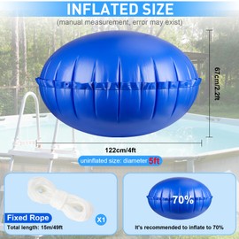 5' X 5' Pool Pillows for Above Ground Pools, Ultra Thick & Cold-Resistant Pool Air Pillow, PVC Ice Equalizer Air Pillow with Rope, Winter Closing Pool Pillow for Winterizing Support Pool Covers