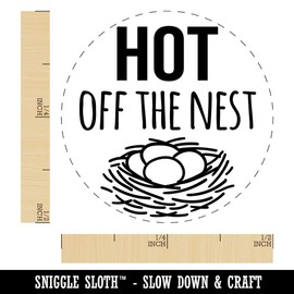 Hot Off The Nest Chicken Egg Rubber Stamp - 1/2 Inch Mini