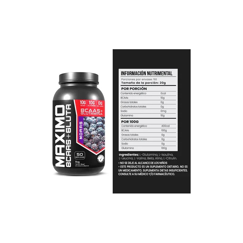 Aminoacidos Bccas + Glutamina Maximo 1 Kg Varios Sabores