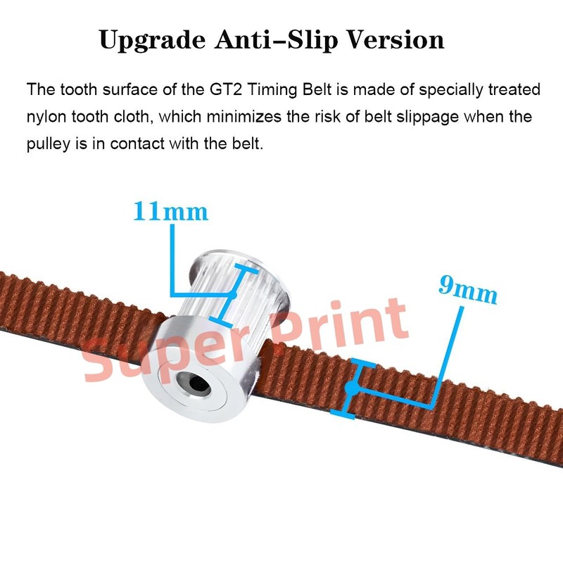 Super Print GT2 Timing Belt 9 mm, GT2 Belt 9