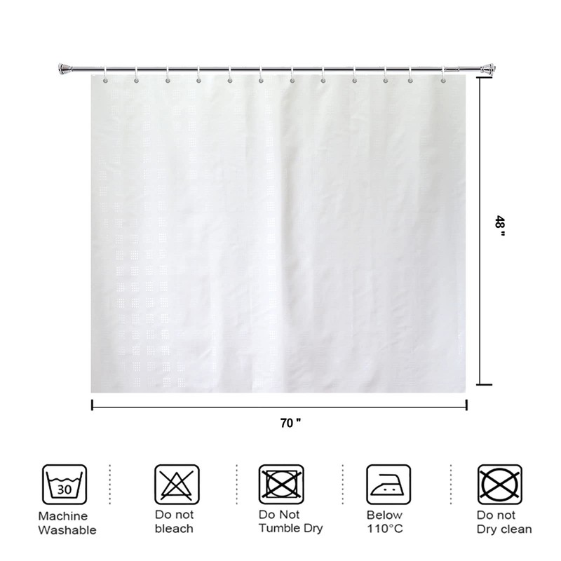 YISURE Shower Curtain Short Length 48 Inch, White Fabric Waterproof