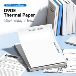 ETIKEZ D90E Thermal Printer Paper 8.5 x 11 Inch US Letter Size, Advanced Thermal printing Paper Compatible with D90E Portable Printer, 100 Sheets