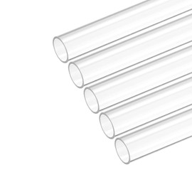 sourcing map Plastic Pipe Rigid Polycarbonate Round Tube Clear 0.47"(12mm) ID 0.51"(13mm) OD 9.6" (245mm) High Impact for Lighting, Models, Water Plumbing, Pack of 5