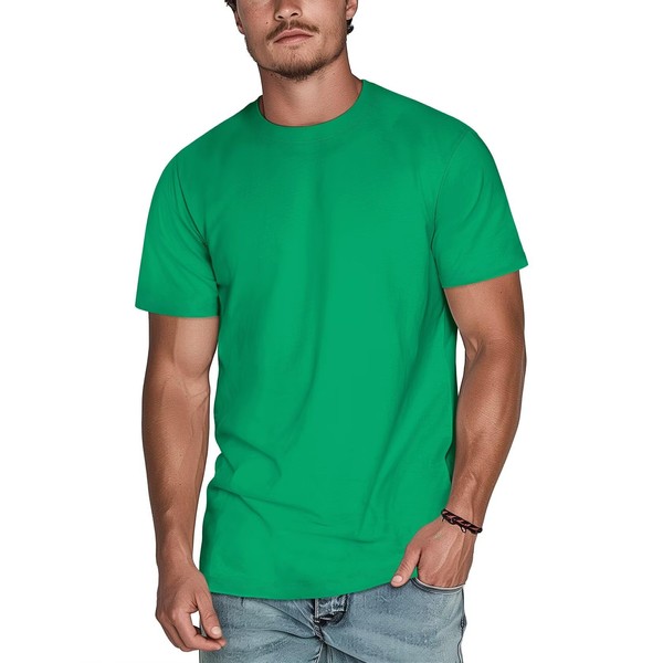 Plain T Shirts for Men Crew Neck(Kelly Green,XL)