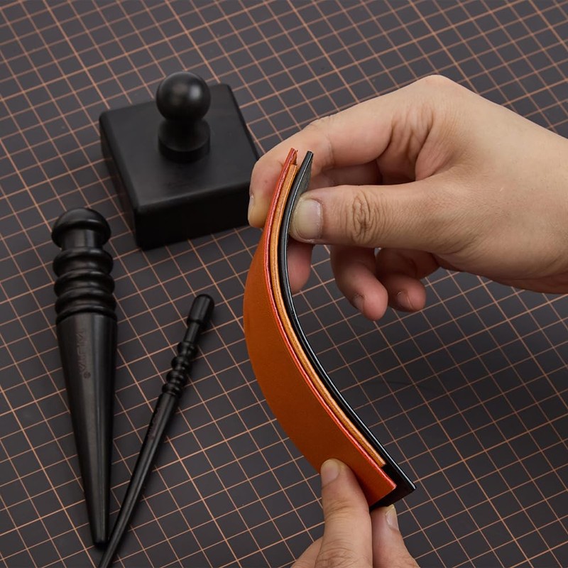 WUTA Leather Burnisher Kit, Ebony Leather Polishing Tool, Leather Polisher