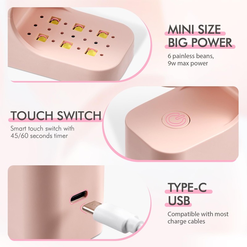 VSALON Mini UV Light for Gel Nails, Flash Curing Light