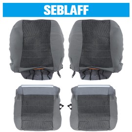 SEBLAFF Cloth Seat Covers Gray Black Top and Bottom Lean Back Replacement for 1500 2500 3500 4500 5500 2013-2018