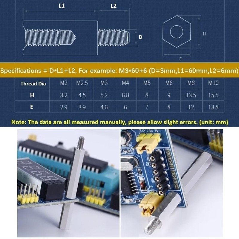 SYDARSYN Spacer Stainless Steel Hex Spacer Sleeves PCB Board Male