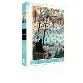 New York Puzzle Company - New Yorker Skating in The Park - 750 Piece Jigsaw Puzzle for Family Game Nights by Ilonka Karasz