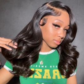 Wiggins 250 Density Body Wave Side Part Layered Wig Human Hair Ocean Wave Layered Cut Curtain Bangs Face-Framing Layercut 6x8 Glueless Wig Human Hair Pre Plucked Pre Cut 16 Inch