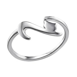 ellifam Cat RIng | Minimalistic Kitten Open Ring - Adjustable Animal Lover's - Dainty Jewelry for Women - Statement Piece - Simple Wrap Gift, pet ring, thin ring, Metal, No Gemstone