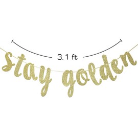 Stay Golden Glitter Gold Banner, Golden Birthday Banner, Lucky Birthday Decorations(Gold)
