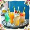 Potchen 50 Daisy Flower Shape Plastic Straws Disposable Drinking Straw