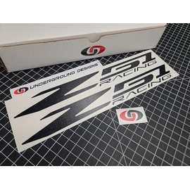 Z51 Racing Decals (2pk) Corvette 12" Rocker Stickers C5 C6 Grandsport C7 C8 Stingray LSX LTX (Gloss Black)