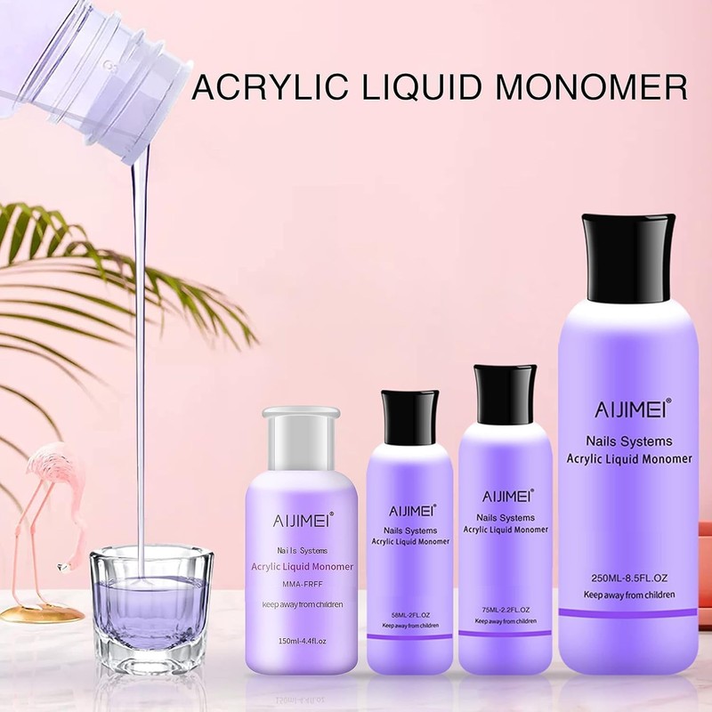 AIJIMEI Acrylic Liquid Monomer 58ml For Acrylic Nails Powders &