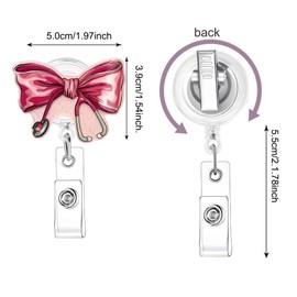 Bow Retractable Badge Reel for Name ID Card, Cute Glitter Pink Name ID Card Clip for Nursing Accessories Funny Nurse Gifts for Nurse CNA RN LPN MA Medical Worker Teacher