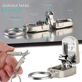 VOGARB VOGARB Portable Nail Clippers Compact Collapsible Keychain Nail Clipper with Case,Stainless Steel,Mini,Champagne