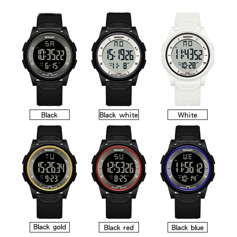 Timever Digital Watch Men's Thin Lightweight Comfortable Waterproof Wristwatch, LED