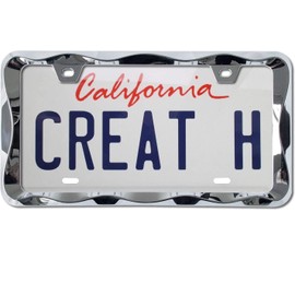 Creathome 3D Curly Wave Pattern Chrome License Plate Frame from Pure Zinc Alloy Metal