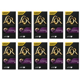 L'OR Espresso Supremo - Intensity 10 - Nespresso Compatible Coffee Capsules (Pack of 10, 100 Capsules in Total)