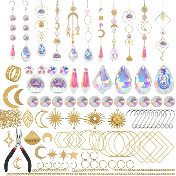 UVHNCBV 200Pcs Crystal Suncatcher Kits Hanging Chandelier Crystals Prisms Parts