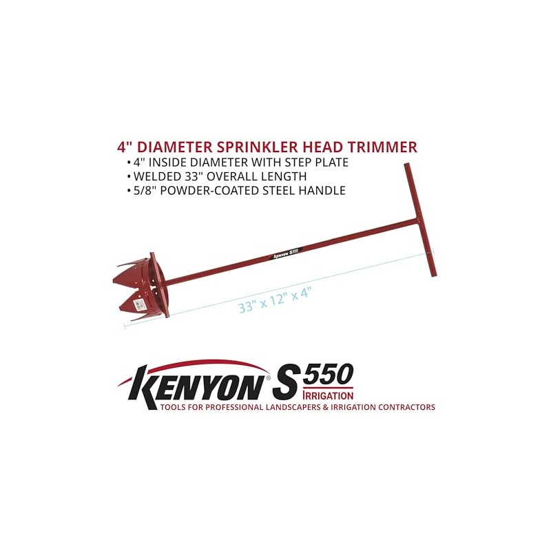 Kenyon 4" Diameter Sprinkler Head Trimmer, 5/8" Steel Rod Shaft,