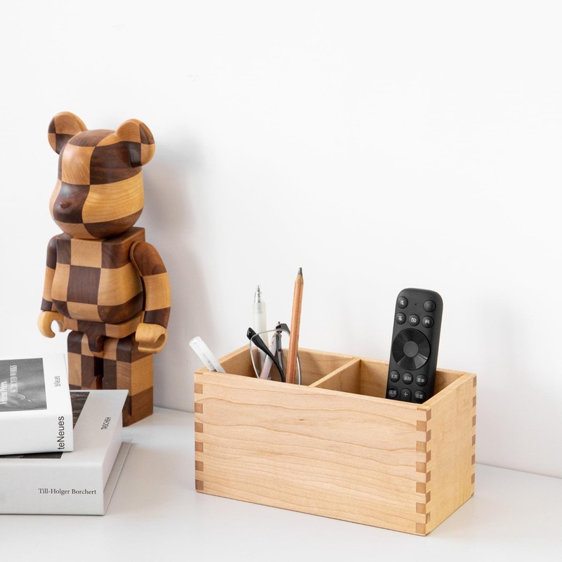 Musowood Wooden Pen Stand, Stylish, Rectangular, Stationery, Desktop Storage, Pen