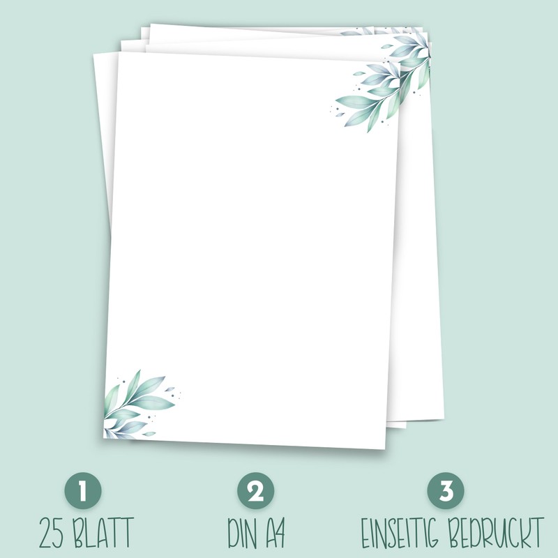 Letter Paper with Flower Motif in DIN A4 Format –