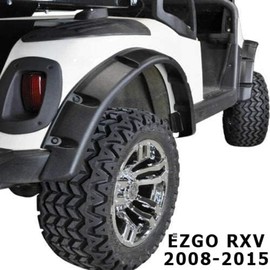 Huskey 4PCS Golf Cart Fender Flares with Stainless Steel Hardware for EZGO RXV 2008-2015 G/E Models,3-4 Inches Wide,Made of Impact-Resistant ABS plastic for Lifted Golf Cart with Offroad Tires