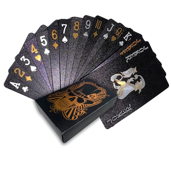 Shine Black Playing Cards, Available in Gold and Silver, Great for Parties, Gatherings and Games, 54 Cards, Full Deck with Box (Gold)