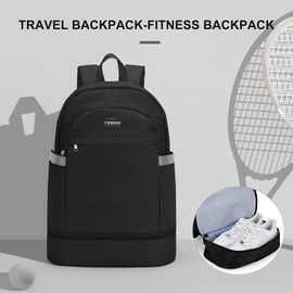 Gym Backpack for Women with Shoes Compartment & Wet Pocket Foldable Carry On Backpack Large Travel Laptop Backpack Waterproof Casual Daypack School Bag Sports Backpack Gym Bag for Swimming Yoga