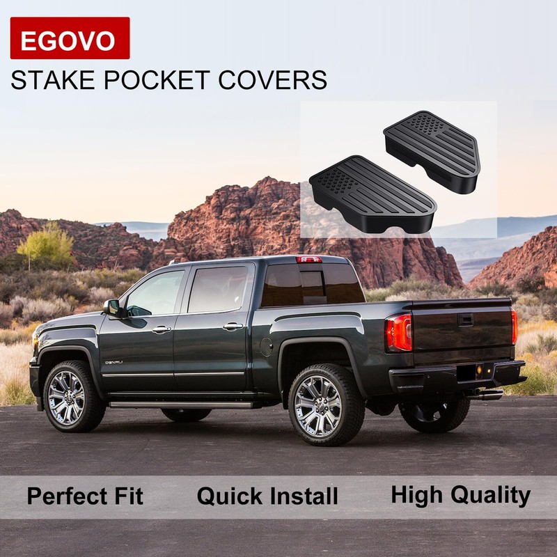 EGOVO Stake Pocket Covers for 2014-2018 GMC Sierra 1500,Chevy Silverado