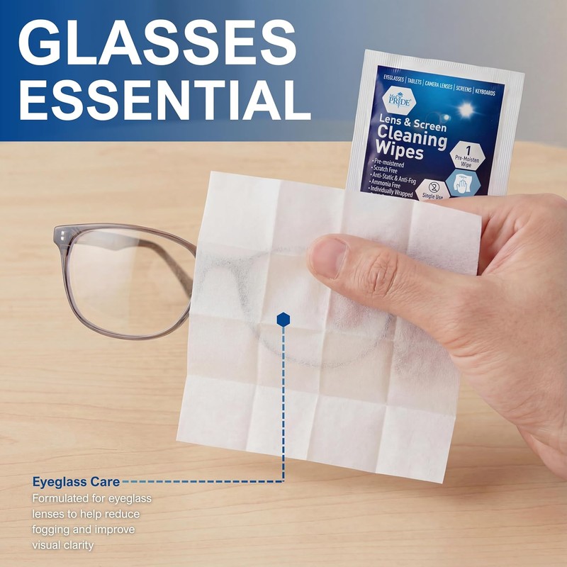 MED PRIDE Anti-Fog Lens and Screen Cleaning Wipes for Eyeglasses,
