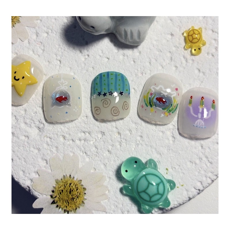 [Ar] My friend in the fish tank, handmade nail tip,