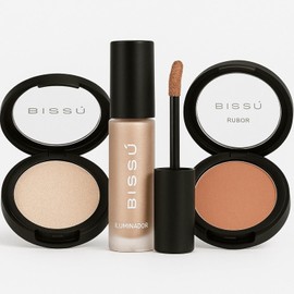 Kit Iluminadores BISSÚ – Iluminador Compacto, Iluminador Líquido y Rubor Tono Neutral (Set Glow 3 en 1)