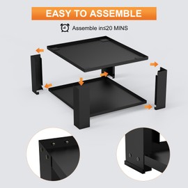 SKM Washer and Dryer Stand Fit 27 and 28 Inch - Laundry Pedestal for Washer and Dryer Heavy Duty Steel 700lbs Capacity Universal Washing Machine Raiser 15.7'' Height Black