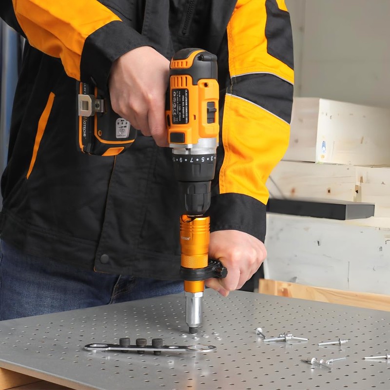 Hoteche Rivet Gun Adapter Kit Cordless Drill Riveter Tool Rivet