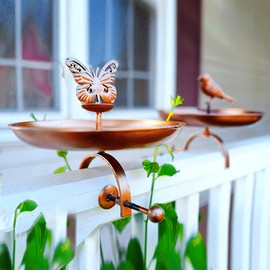 Pájaros y mariposa Oasis Polinizadora Fuente o soporte de barandilla perfecto para flores, vida silvestre, jardinería y observación de pájaros. Gran regalo