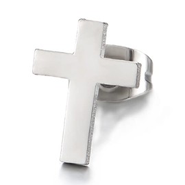 8MM Unisex Men Cross Earrings of Stainless Steel, Gothic Biker, 2 Pcs(CA)