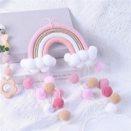 VIONNPPT Macrame Cute Rainbow Wall Hanging, Colourful Room Ornament Pendant, Wall Decoration Art for Children, Girls, Baby, Children's Room, Living Room, Bedroom (Pink)