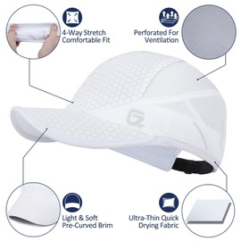 GADIEMKENSD Stretch Sport Hat with Soft Brim Quick Dry Lightweight Breathable Running Cap for Outdoor Activities, Soft brim, white