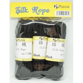 Praxia Cotton Silk Rope, Packing, Camping, Mountain Climbing, Thickness: 0.3 x 39.8 ft (8 x 10 m), Black 3-piece Set
