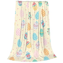 Yomane Easter Eggs Fleece Throw Blanket for Couch Sofa Bed, Cute Super Soft Anti-Pilling Easter Blankets and Warm Throws, Cozy, Lightweight 50x60 inches Flannel Blanket for Women