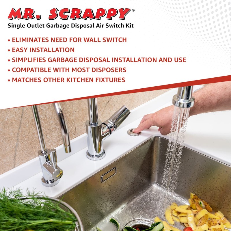 Mr. Scrappy 20-MSAS-65-WH Single Outlet Garbage Disposal Air Switch, Kitchen
