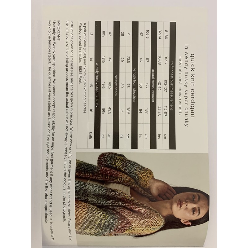 Wendy Super Chunky Knitting Pattern for Ladies Quick Knit Cardigan
