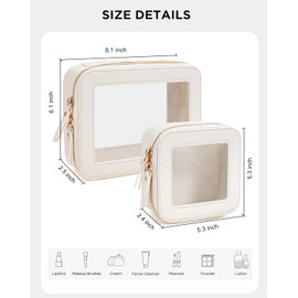 Clear Makeup Bag Set TSA Approved Toiletry Bag Travel Size Toiletry Bag Clear Cosmetic Bag with Zipper, Car Make Up Bag Organizer Storage Car Accessories Travel Essentials for Women Men (White)