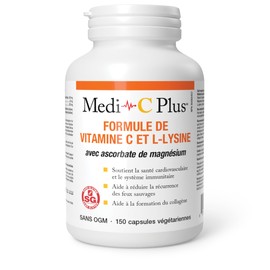 Medi-C Plus Medi-C Plus Vitamin C & L-Lysine Formula with Magnesium Ascorbate, 150 vegetarian capsules, High Dose, Supports Cardiovascular Health and Immune Function, Helps Reduce the Recurrence of Cold Sores