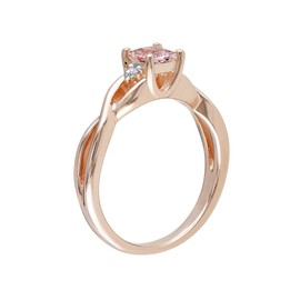 Morganite Ring 1/3 Carat (ctw) with Diamonds in Rose Sterling Silver